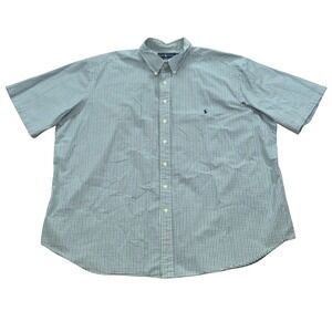 Ralph Lauren Mens 3XLT Tall‎ Classic Fit Blue Green Check Button Down Shirt